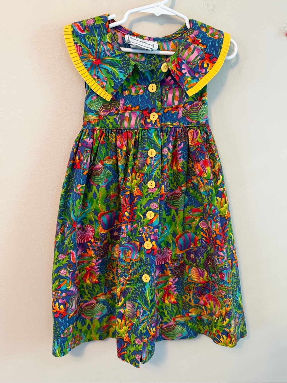 Catherine Rebecca Vintage Colorful Underwater Fish Print Dress